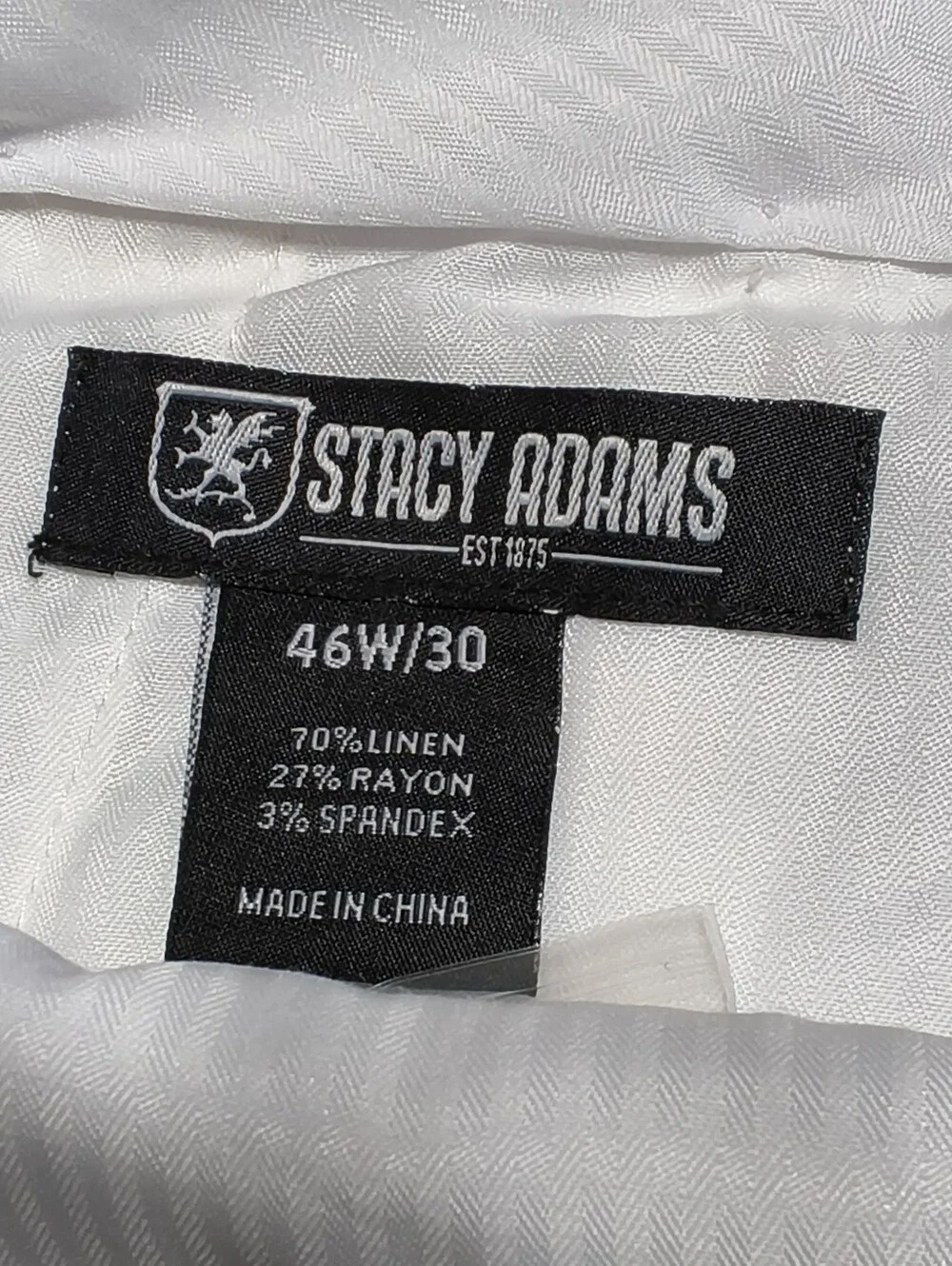Stacy Adams Men's Linen Stretch Dress Pants White Wrinkle Resistant Size 46